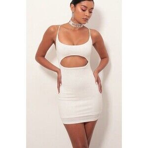 Lucy In The Sky Don't Care Cutout Bodycon Dress in Ivory Gold
